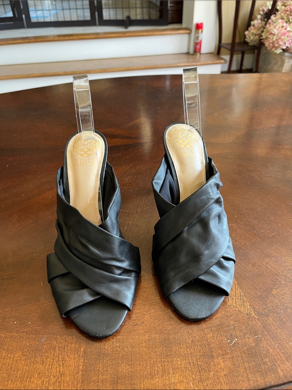 Vince Camuto Black Crisscross Mule Heels